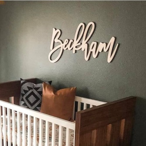 Custom Baby Name Sign for Nursery, Customized Wood Name Sign, Name Wall Decor for Nursery, Personalized Wooden Sign, 12-52 Inch Size, Ideal for Boys and Girls - MODERN Font (Modern)