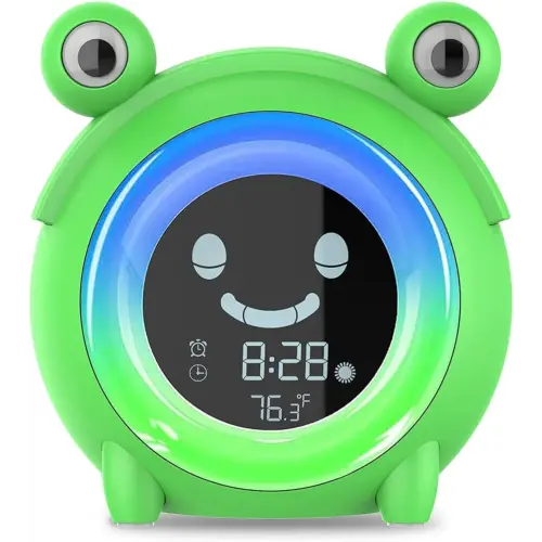 Kids Alarm Clock, Cute Alarm Clock for Toddlers Sleep Training Clock with Sound Machine, Night Light, Nap Timer, Temperature Detect, Ok to Wake Alarm Clock for Kids Boys Girls Bedroom