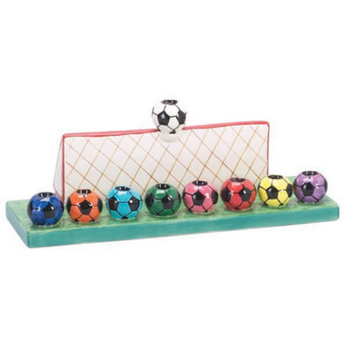 Soccer Balls Ceramic Menorah