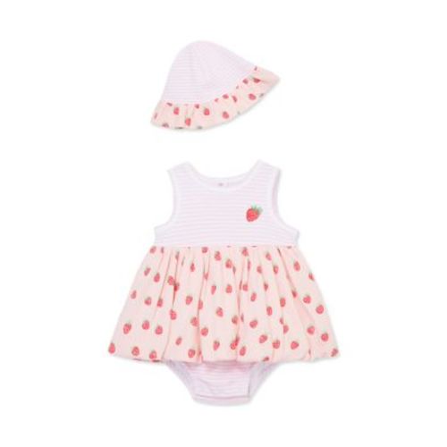 Baby Girls Strawberries Popover with Hat