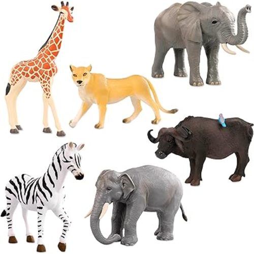 Terra by Battat – 6 Pieces Wild Animal Figurines Set – Realistic Elephant, Lion, Zebra, Giraffe, Water Buffalo Toy Animals for Toddlers and Kids – Collectible Safari Animal Toys for 3+ Years