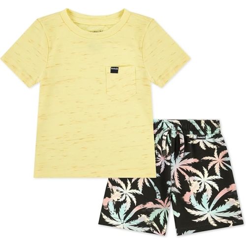 Hurley Baby-Boys And Toddler Boys' Soft Basic Cloud Slub T-shirt and Shorts 2-piece Outfit Set