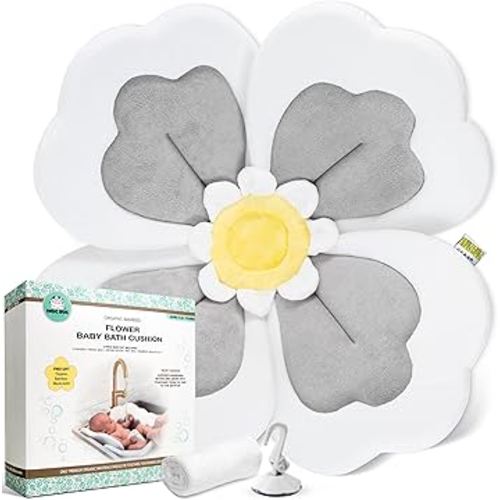 Baby Bath Cushion 5pc Set - Newborn & Infant Lotus Bath Flower Baby with Soft Cover - Travel Bathtub Insert Pad for Kitchen Sink, Shower & Tub - Flower Bathing Pillow with Patented Comfort & Support