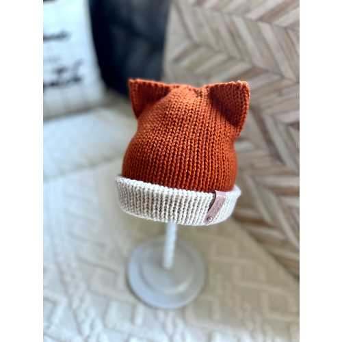 Adorable gift for baby or toddler winter hat Soft Knitted sly fox beanie hat, woodland tiny fox beanie hat- double layer- reversible