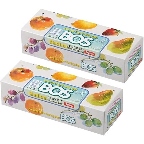BOS Amazing Odor Sealing Disposable Bags for Diapers, Food Waste, Ostomy Bags, Pet Waste or any Sanitary Product Disposal -Durable and Unscented [Size:M, Color:White] (90 count, Pack of 2) (180 Bags)