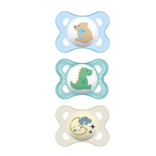 MAM Day & Night Silicone Pacifier, 0-6 Months, Boy, 3 Pack - Unisex - 3-Pack