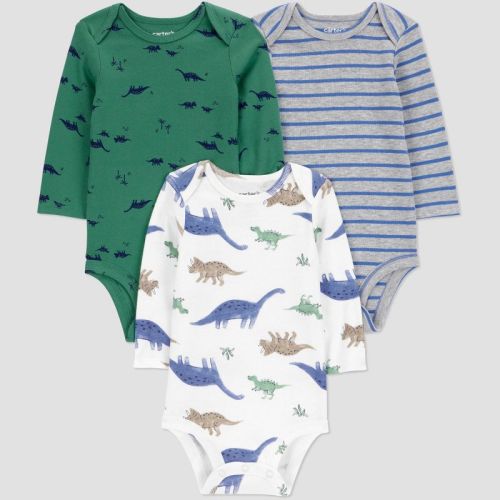 Carter's Just One You® Baby Boys' 3pk Dinos Long Sleeve Bodysuit - Green