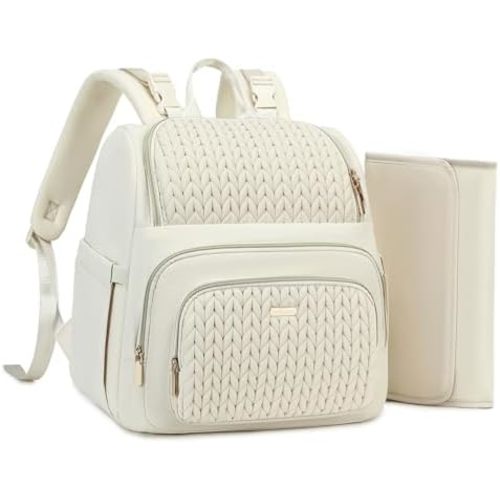 Diaper Bag Backpack - Lightweight & Stylish, Boys, Girls & Baby Travel Essentials Tote with Changing Pad, Insulated Pocket, Stroller Strap - Baby Diaper Backpack for Mom, Maternity (Beige)