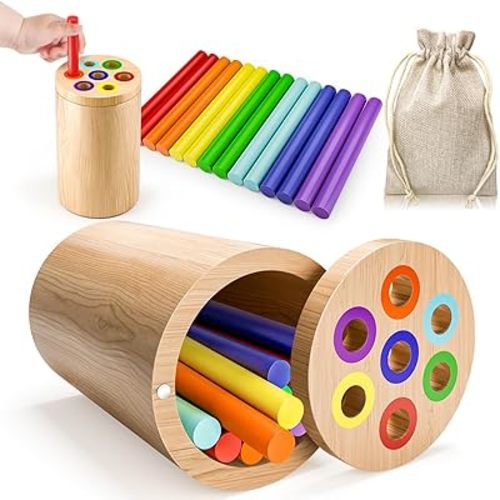 SEPHIX Learning Color Sorting Toys for Toddlers Ages 1-3 - Montessori Wooden Toys for 1 2 Year Old - Sensory Toys Fine Motor Skills - Gift for 12-18 Months Baby Girls Boys