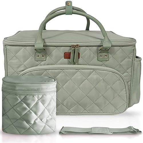 Diaper Bag Tote with Dividers, Zipper, Top Cover and Strap, Large Car Organizer for Diapers and Baby Wipes