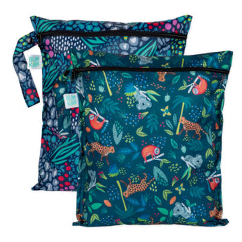 Wet Bag 2 Pack: Jungle + Animal Prints For Diapers, Swim | Bumkins