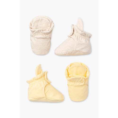Baby booties - Cream/Heather