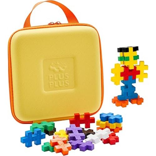 PLUS PLUS Big - Travel Case w/ 15 Big Pieces - Interlocking Large Puzzle Building Blocks, Quiet Stem Toys for Toddlers - Gifts for Boys & Girls