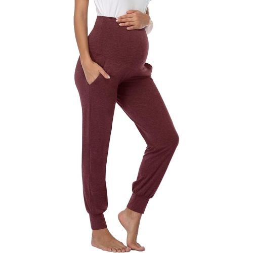 PACBREEZE Women's Maternity Pants Lounge Workout Joggers Over The Belly Pajama Sweatpants Stretchy Pregnancy Pants