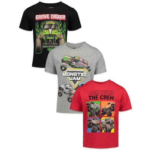 Monster Jam 3 Pack T-Shirts Toddler to Big Kid Grave Digger El Toro Loco Monster Mutt