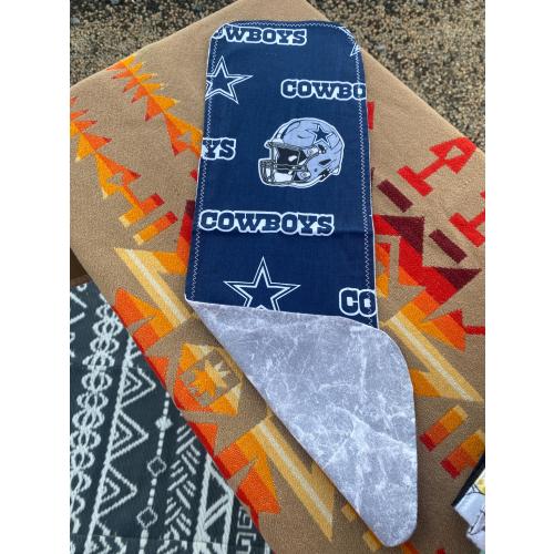 Cowboy fabric with Grey Burp Cloth