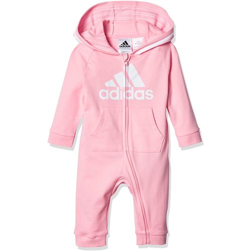 adidas Infant Girls' and Baby Boys' Long Sleeve Hooded Coverall