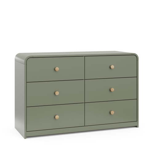 Storkcraft Santos 6 Drawer Nursery Double Dresser, Olive