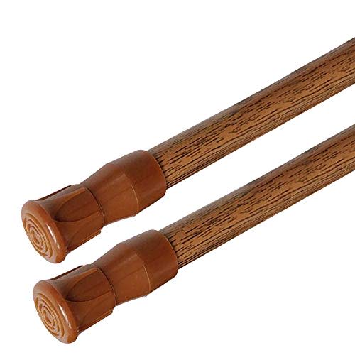 AIZESI Spring Tension Curtain Rods Short Tension Rod (Wood, 16" to 28"-2Pcs, Optimum Scope of Application 16 to 24 inch, Can't Hang Heavy Curtains)