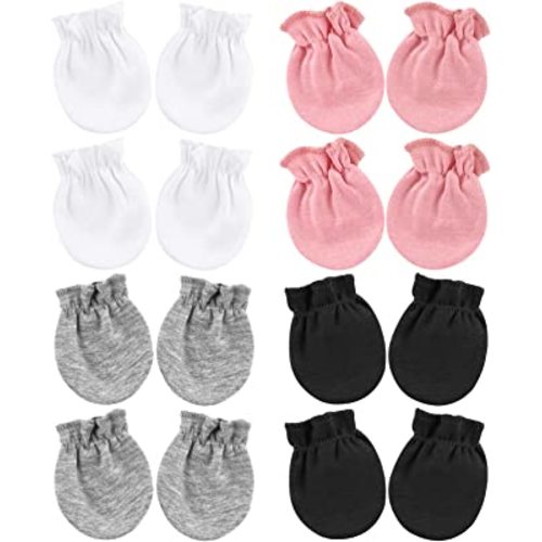 BQUBO Newborn Infant Toddler Mittens No Scratch Cotton Elastic Wrist Gloves Hypoallergenic for 0-6 Months Baby Boys Girls