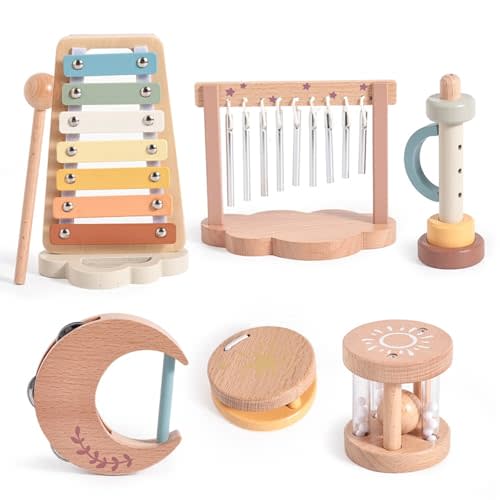 Smartwo Baby Montessori Musical Instruments,Wooden Percussion Xylophone Musical Toys for Toddlers,Sensory Toys for 18+ Month Old,Kids Preschool Educational,Birthday Gift for Ages 2 3
