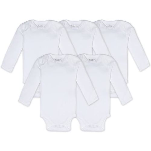 Burt's Bees Baby Unisex Baby Bodysuits, 5-pack Short & Long Sleeve One-pieces, 100% Organic Cotton Bodysuit - 0-3 Months - Cloud Long Sleeve