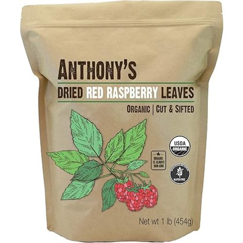 Anthony's Organic Red Raspberry Leaves, 1 lb, Cut & Sifted, Gluten Free, Non GMO, Non Irradiated, Keto Friendly