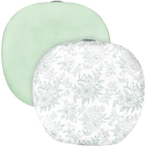 Baby Lounger Cover 1 Pack, DAYEEBALL Double-Sided Removable Lounger Covers for Infant, Stretchy and Soft Reversible Lounger Slipcover for Baby Girls Boys Newborn, Green Flower (Cover Only)