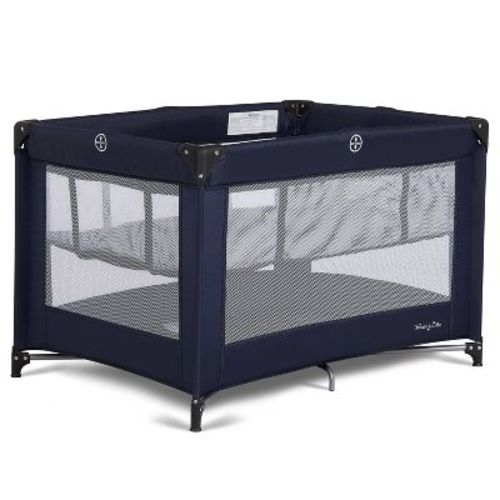 Dream On Me Zazzy Portable Travel Playard with Bassinet - Navy Blue