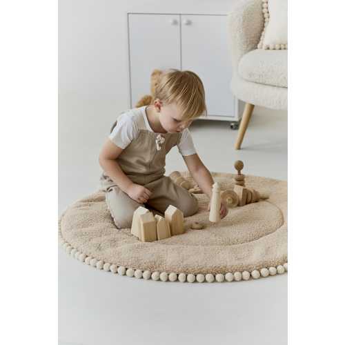 Bouclé Round Baby Play Mat, Beige