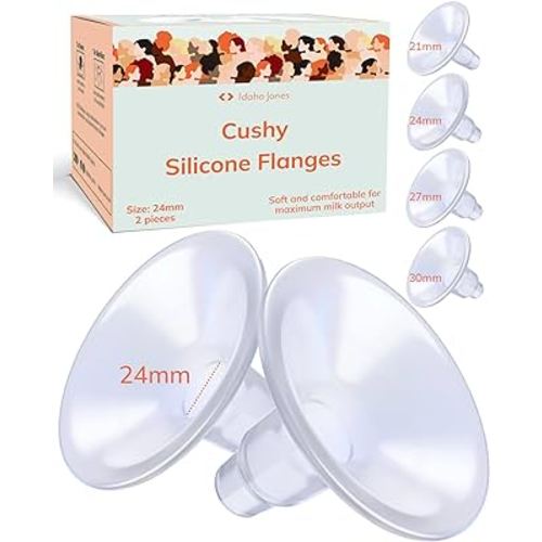 Cushy Silicone Flanges - Pack of 2, 24mm - Compatible with Spectra - Lightweight and Comfortable - Gentle Pumping - Pump in Style Flanges