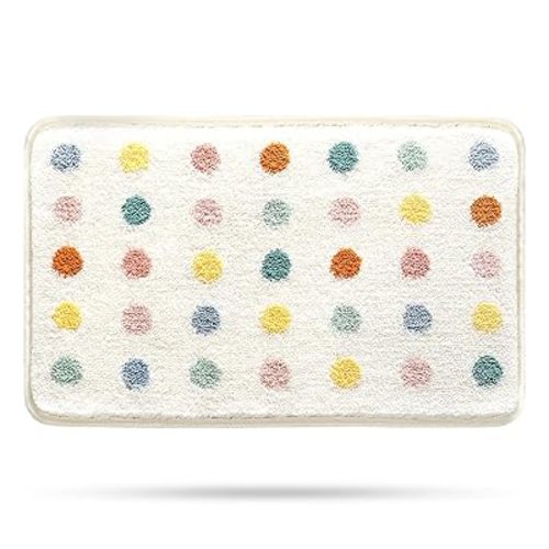 Molesun Floral Bath Mat, Bathroom Rug Non-Slip Soft Shower Rug Microfiber Cute Bath Rug for Kids, Water Absorbent Thick Shaggy Floor Mats for Bedroom, Kitchen, Home Decor, 20" x 31"