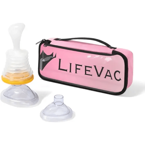 LifeVac Pink Travel Kit - Portable Suction Rescue Device, First Aid Kit for Kids and Adults, Portable Airway Suction Device for Children and Adults