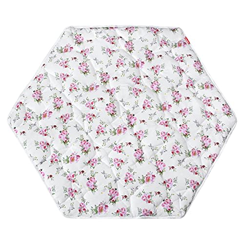 Hexagon Playpen Mat, Floral Print Baby Playmat fits Regalo Portable Play Yard 48 Inch, Six Pannel Playpen Kids Tent Mat Hexagon Rug Mat