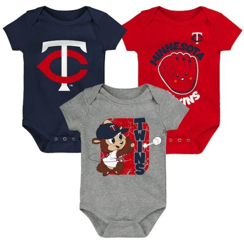 Newborn & Infant Minnesota Twins Navy/Red/Gray Change Up 3-Pack Bodysuit Set