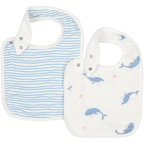 Bamboo Little Baby Bibs (Pack of 2) - Bibs with Adjustable Snaps- Absorbent Terry Backing