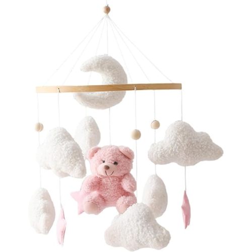 Mobile de berceau de 45 x 22 cm en velours pour berceau, décoration de chambre d'enfant, berceau de bébé, rotation à 360°
