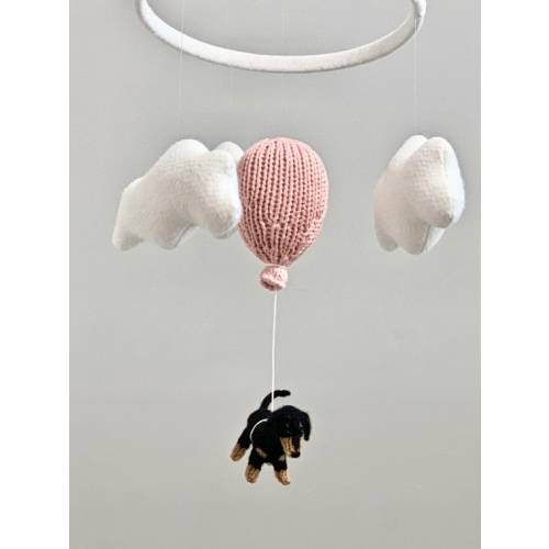 Wiener Dog Baby Nursery Mobile, Dachshund Baby Mobile, Cloud Balloon Mobile, Dog Nursery Mobile, Balloon Crib Mobile, Cloud Mobile - Etsy