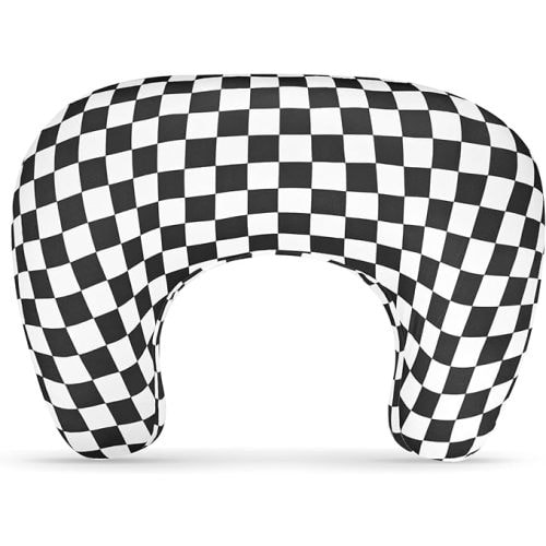 DILIMI Nursing Pillow Cover, Soft Stretchy Nursing Cover for New-Designed Breastfeeding Pillow, Removable Slipover for Baby Boy and Girls, Black Checkered Only Cover