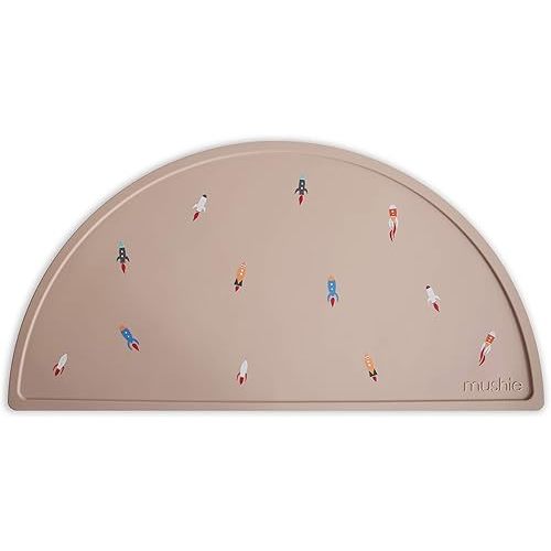 mushie Silicone Placemat for Kids | BPA-Free Non-Slip Design (Rocket Ship)