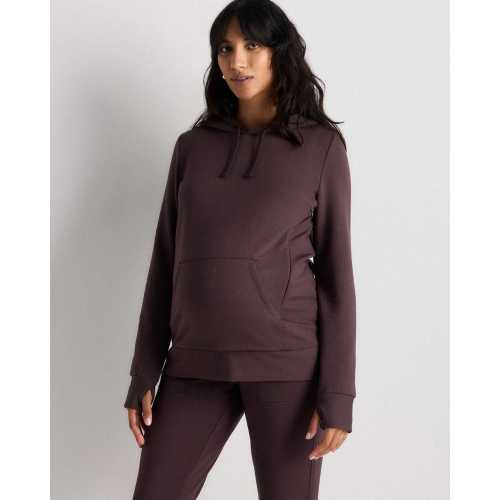 SuperSoft Fleece Maternity & Nursing Hoodie in Dried Fig