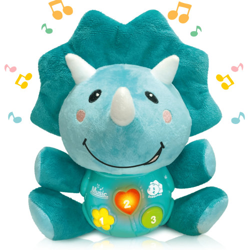 MOONTOY Baby Toys 0 to 12 Months, Baby Plush Toys 0-6 Months with Music Light, Dinosaur Soft Sensory Toys, Infant Tummy Time Toy Gifts for 0 1 2 3 6 9 12 18 Month Age 1-3 Newborn Toddlers Boys Girls