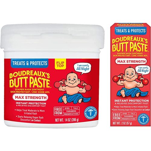 Boudreaux's Butt Paste Maximum Strength Diaper Rash Cream, Ointment for Baby, 2 oz Tube & 14 oz Jar - 2 Ounce & 14 Ounce