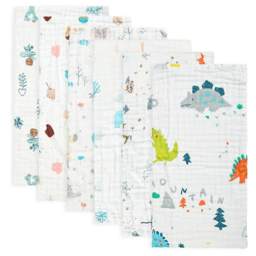 FOOK FISH Muslin Baby Burp Cloths 6 Pack