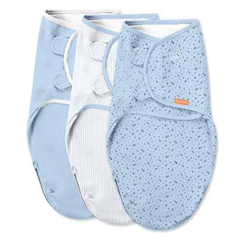 SwaddleMe by Ingenuity Easy Change Swaddle with Easy Change Zipper in Size Small/Medium, For Baby (Ages 0-3 Months), 7-14 Pounds, Up to 26 Inches Long, 3-Pack - Shooting Stars