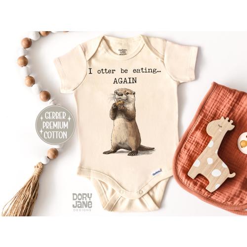 Otter ONESIES® Brand Bodysuit Otter Baby Bodysuit Cute Animal Baby Shower Gift Premium Cotton Animal Lovers Baby Gift I Otter Be Eating