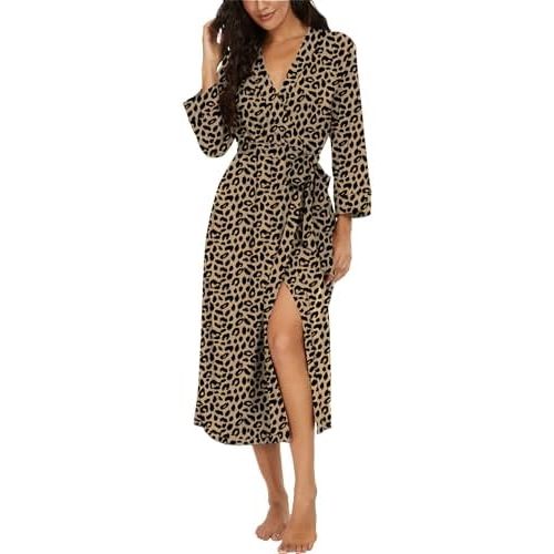 VINTATRE Women Kimono Robes Long Knit Bathrobe Lightweight Soft Knit Sleepwear V-neck Casual Ladies Loungewear