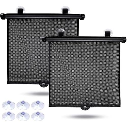 EcoNour Car Window Shades for Baby (2 Pack) - Upgraded | Car Shades for Side Window | Comes with Enhanced Suction Cups & Large Clips for Durability | Baby Car Accessories (18" x 20")