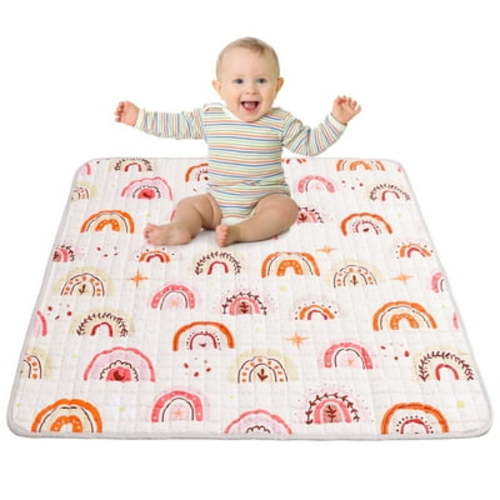 KABOER Baby Play Mats for Floor, 50x50'' Cotton Play Mat for Playpen, Thicken Soft Padding Playmats, Non Slip Machine Washable Baby Crawling Mat for Babies and Toddlers Infants