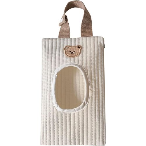 Quilted Baby Wipe Holder Quilted Wipe Pouch Portable Hanging Floral Wet Wipes Bag for Car, Stroller